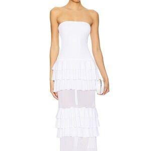 Superdown Strapless White Layered Dress